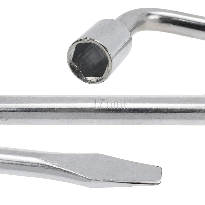Semetall 17mm Car Spare Tire Lug Wrench,Slotted End Socket Repair Tool,Tire Replacement Tool (Silver) - Image 4
